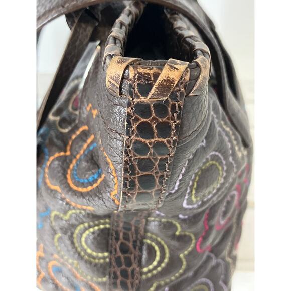 BRIGHTON D757287 BROWN LEATHER MULITI FLORAL SHOULDER BAG - Picture 6 of 16